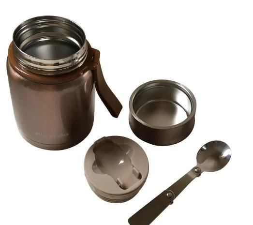 Термос харчовий Kamille KM-2099 із нержавіючої сталі 530 мл з ложкою та ремінцем Золотий (150-84-2099) - фото 2