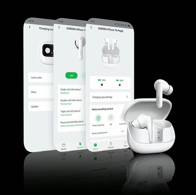 Наушники Ugreen EchoBuds Magic ANC Hi-Res LDAC с дисплеем и активным шумопоглощением - фото 7