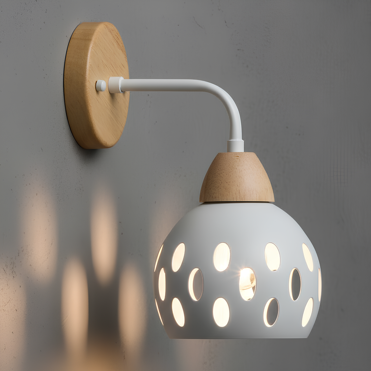 Бра Valeso с каркасом из металла и дерева под лампу Е27 Белый (B N6655/1W WT+WOOD)