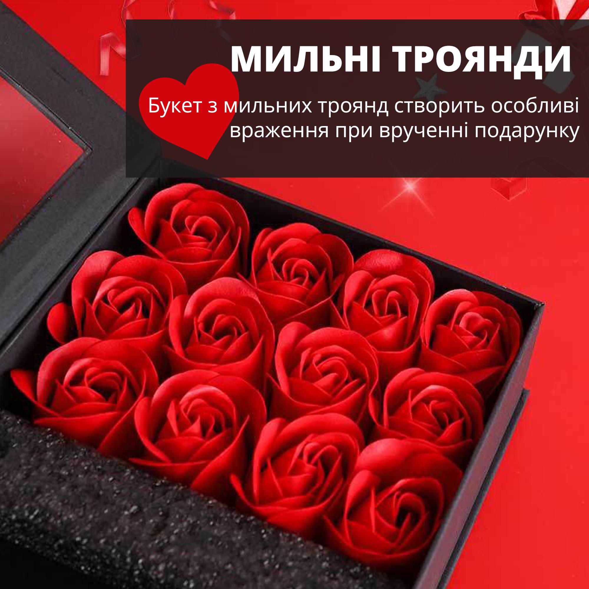 Букет из мыльных роз Love Forever в подарочном пакете 12 шт. Черный (476-02) - фото 4