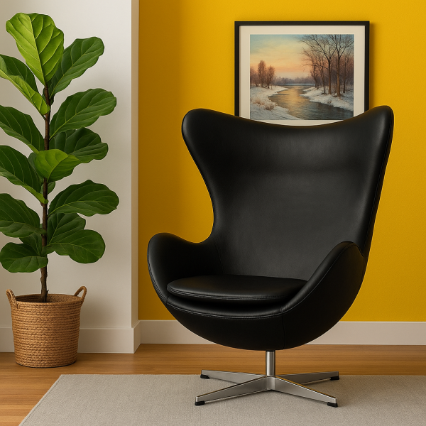 Кресло дизайнерское Egg SDM экокожа металл Черный (30583636)