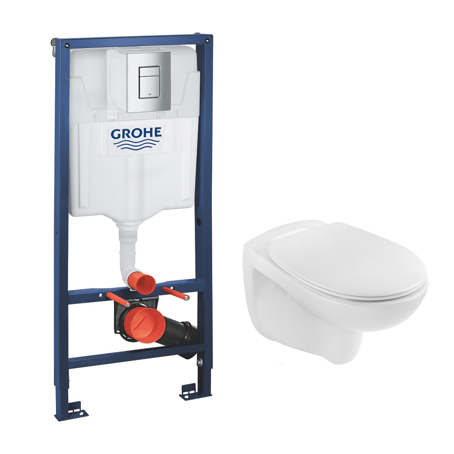 Комплект установки Grohe Rapid SL 38772001 CV033828 с унитазом и хромированной кнопкой (226638)