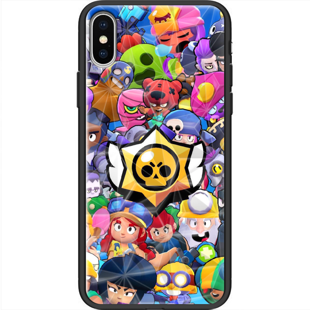 Чехол Boxface iPhone XS Brawl Stars Черный силикон с призмой (35413-up2389-38331)