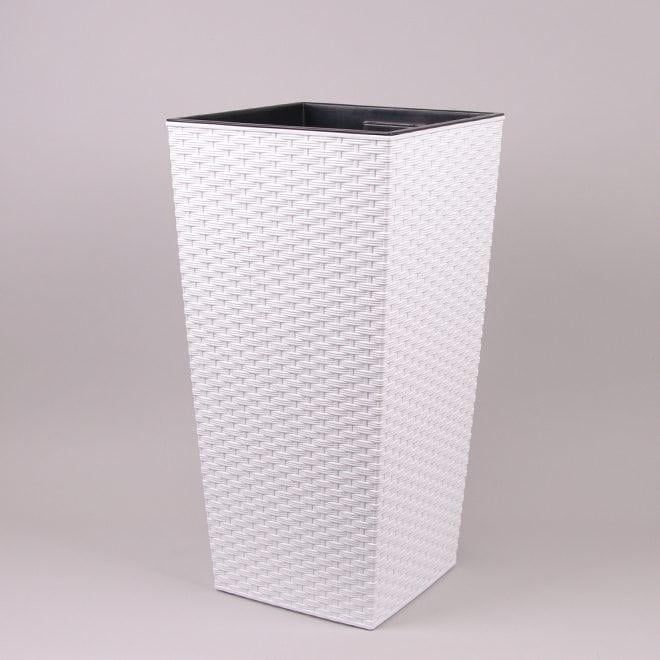 Горшок пластмассовый с вкладом Flora FINEZJA RATTAN 80813 30х30 см Белый (DR015080)