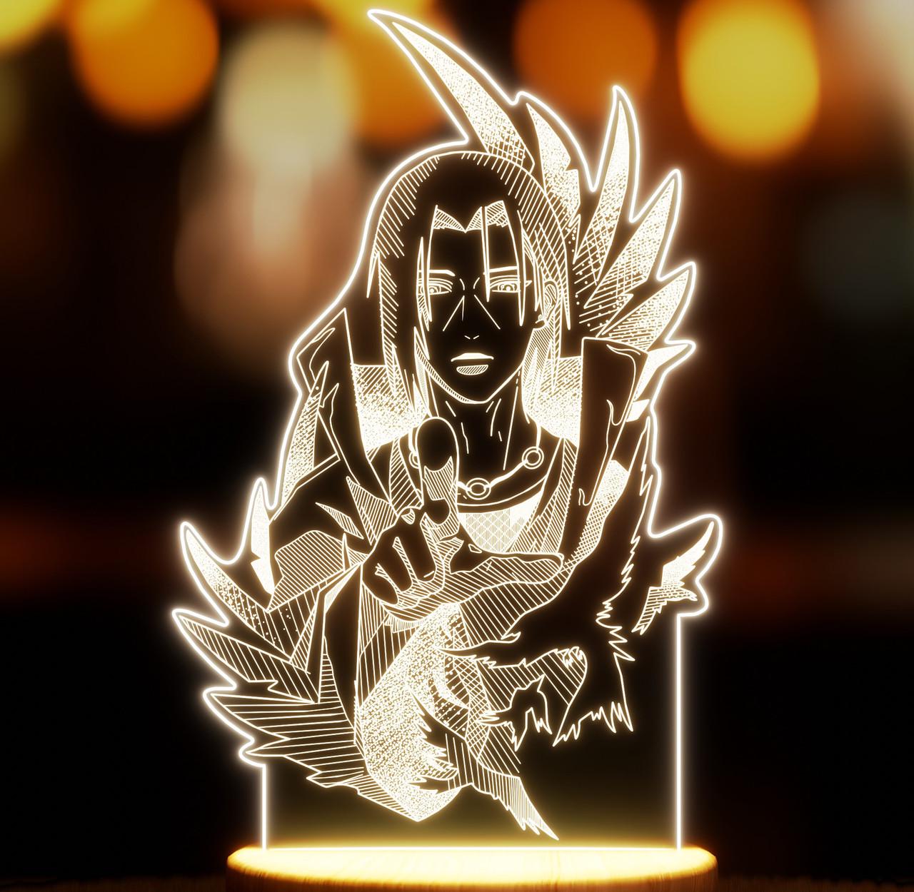 Нічник-світильник Lampic Ітачі Учіха USB дерево/акрил 14х24 см Жовтий (32377350)