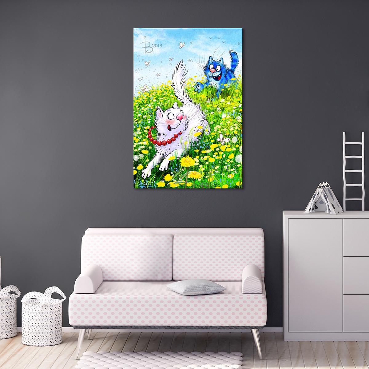 Модульная картина Догони кошечку! 1 модуль 80x120 см (_rinaz_2019192502)