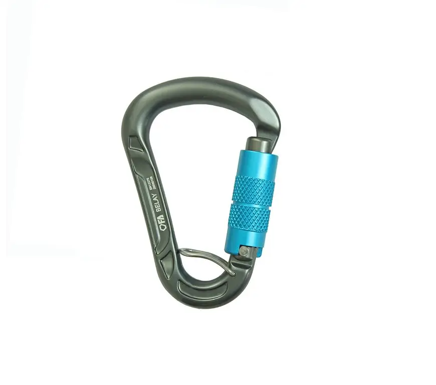 Карабін алюмінієвий First Ascent Belay з фіксатором Gray (FA7018)