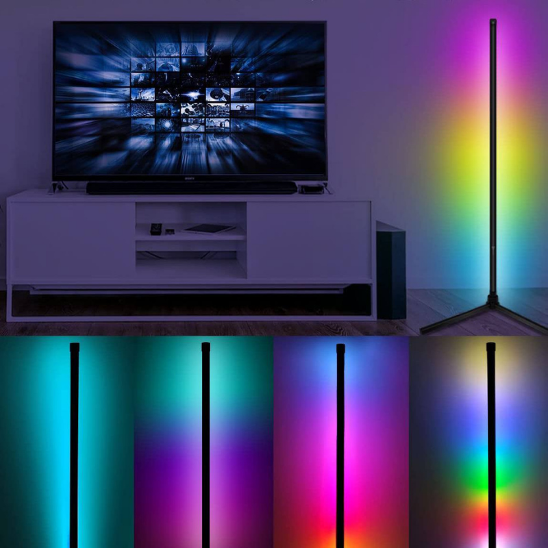 Лампа торшер угловая напольная Nook Lamp RGB с дистанционным пультом управления Черный - фото 8