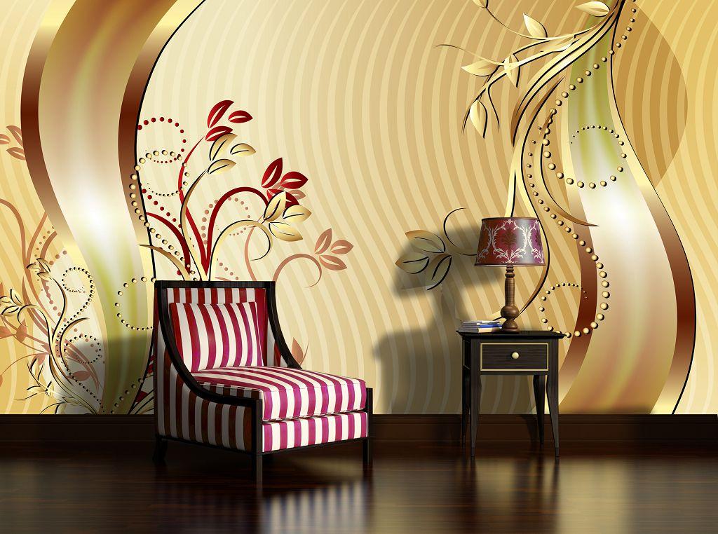 Фотошпалери квіти 368х254 см Consalnet Золотий фон і коричневі лінії (2140P8) - фото 2 Фотошпалери квіти 368х254 см Consalnet Золотий фон і коричневі лінії (2140P8) - фото 2