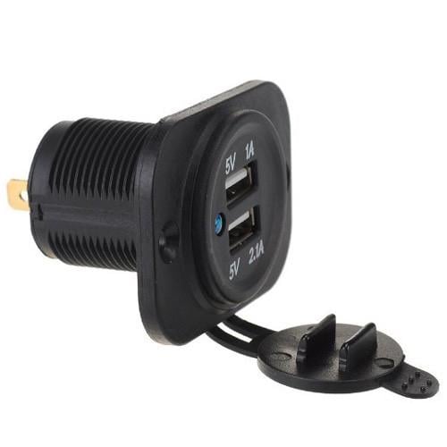 Адаптер встраиваемый 2xUSB 5В 2,1 A в прикуриватель авто Black (287974)