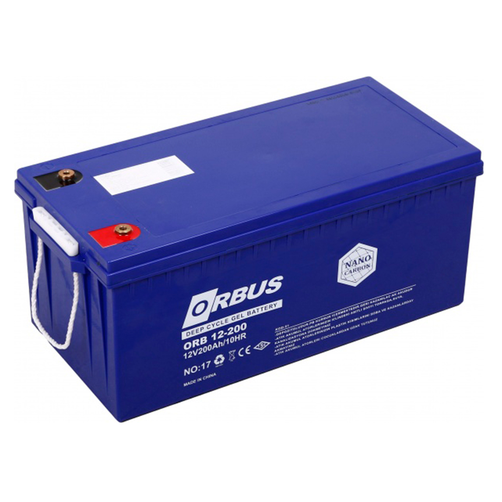 Акумулятор гелевий Orbus 12V 200Ah 62 кг 522x238x222 мм Чорний