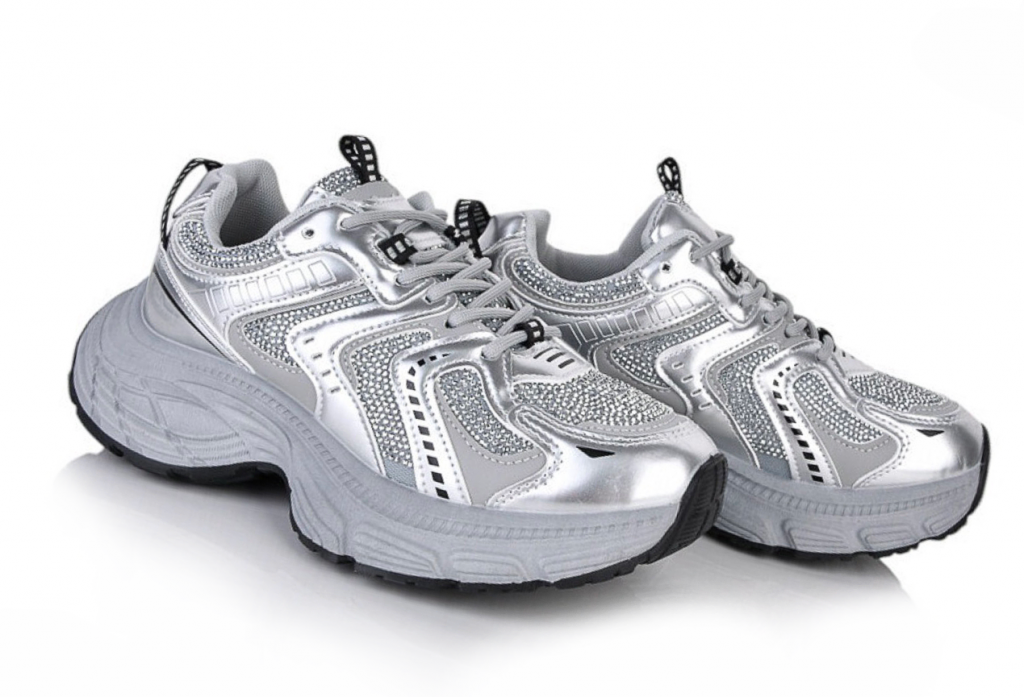 Кроссовки для девочек 10088 в сетку р. 39 Серебристый