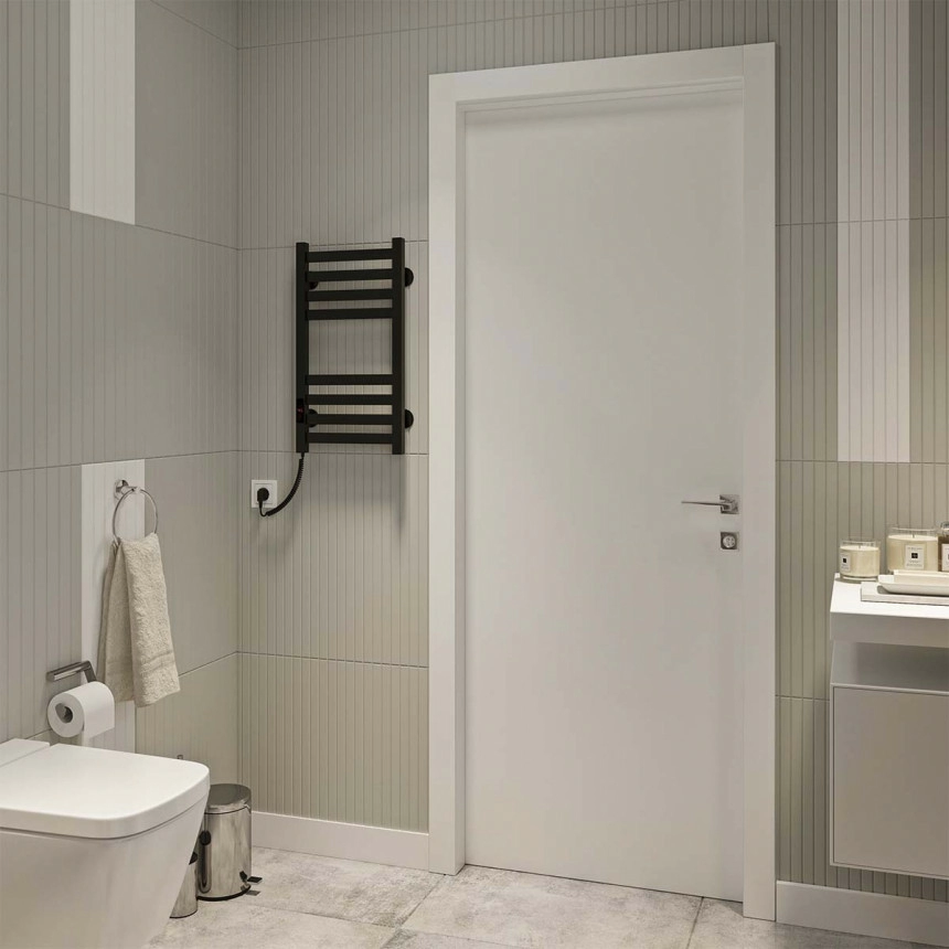 Полотенцесушитель Deffi Magnus П8 электрический Е левое соединение 300х600 см Черный