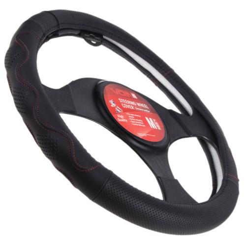 Чехол на руль VLOD-L283 БО перфорированный кожа S Black/Red (90578) - фото 5