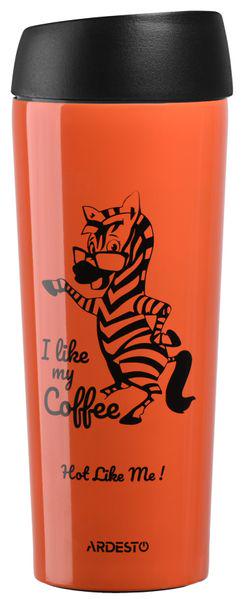 Термочашка Ardesto Coffee Time Зебра нержавеющая сталь 0,45 л Orange (AR2645DTO)