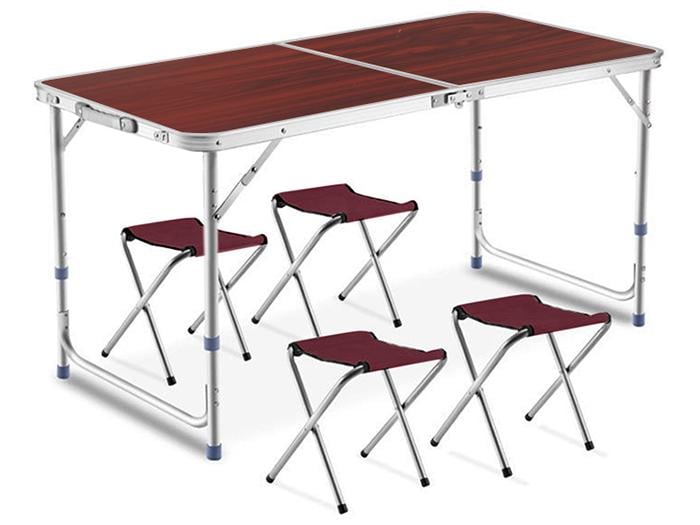 Стіл для пікніка Folding table + 4 CHAIR NO,5 Темне-дерево