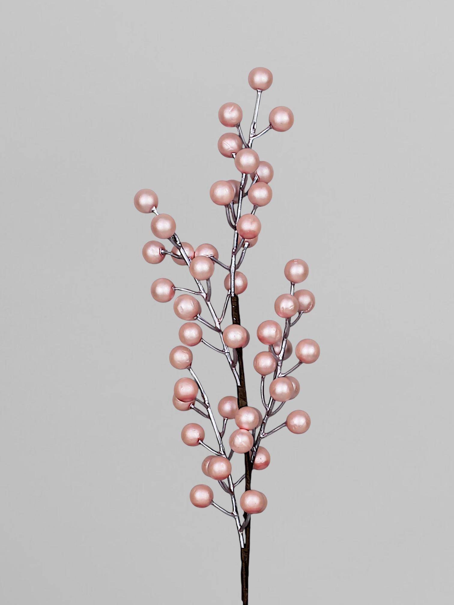 Декоративна гілка з блискучими ягодами 48 см Рожевий (Р03135)