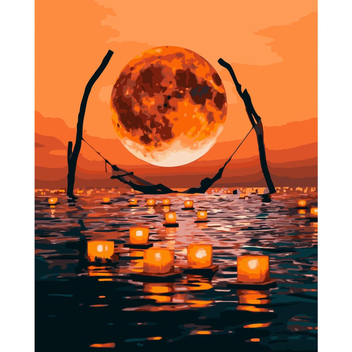 Картина по номерам Strateg Свечи и луна 40x50 см (VA-1818)