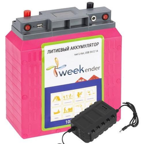 Тяговый аккумулятор Weekender LI100 12V 100A/h Li-Ion дисплей/USB-порт/З/У-10А