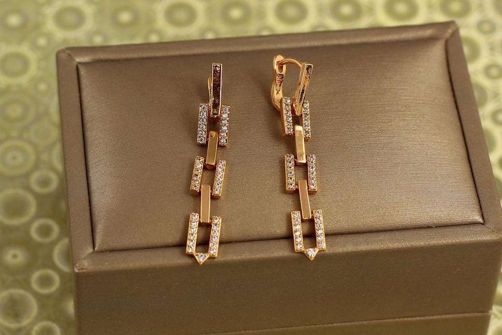 Серьги подвески Xuping Jewelry квадратное сияние 3,8 см Золотистый (31258934)