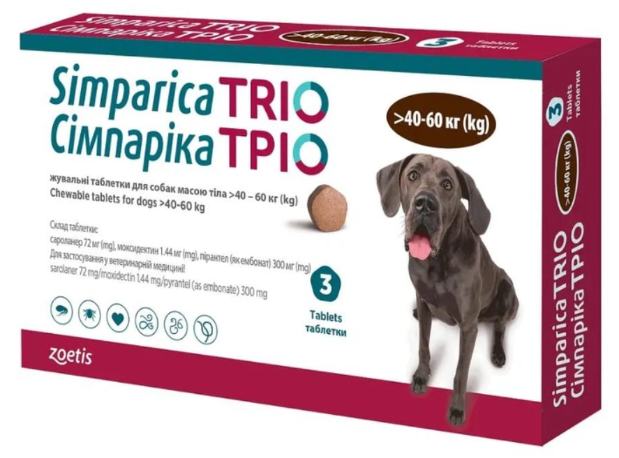 Ветпрепарат Симпарика ТРИО 40,1-60 кг 3 таб.