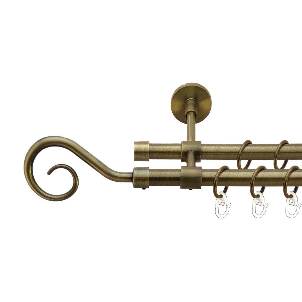 Карниз Orvit Гак металевий дворядний закритий гладка труба кільце металеве 16/16 мм 240 см Антик (7329381)