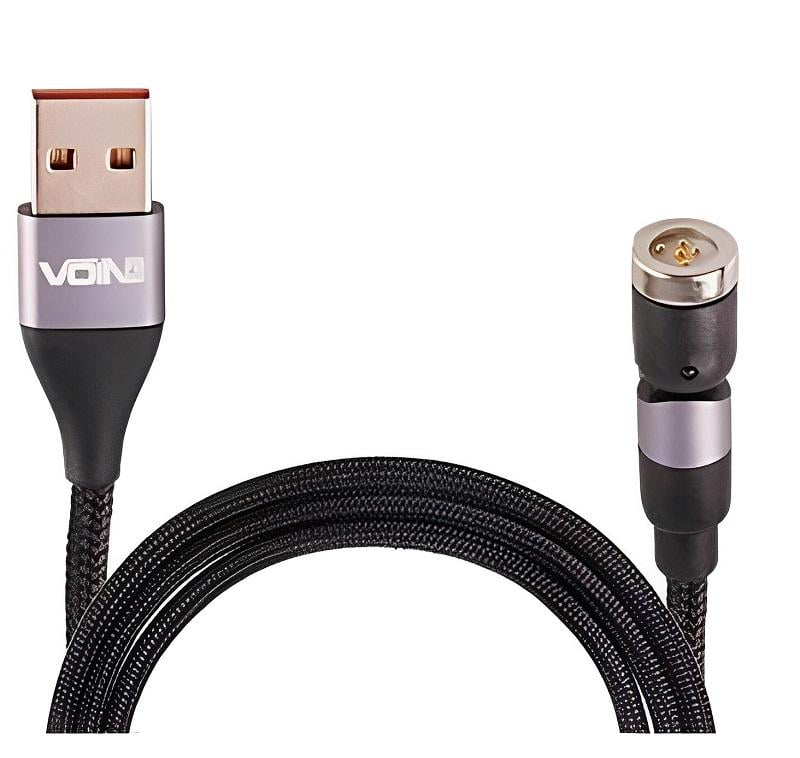 Кабель магнитный Voin Multicolor LED USB-Micro USB 3 А 1 м Black (00000050848)