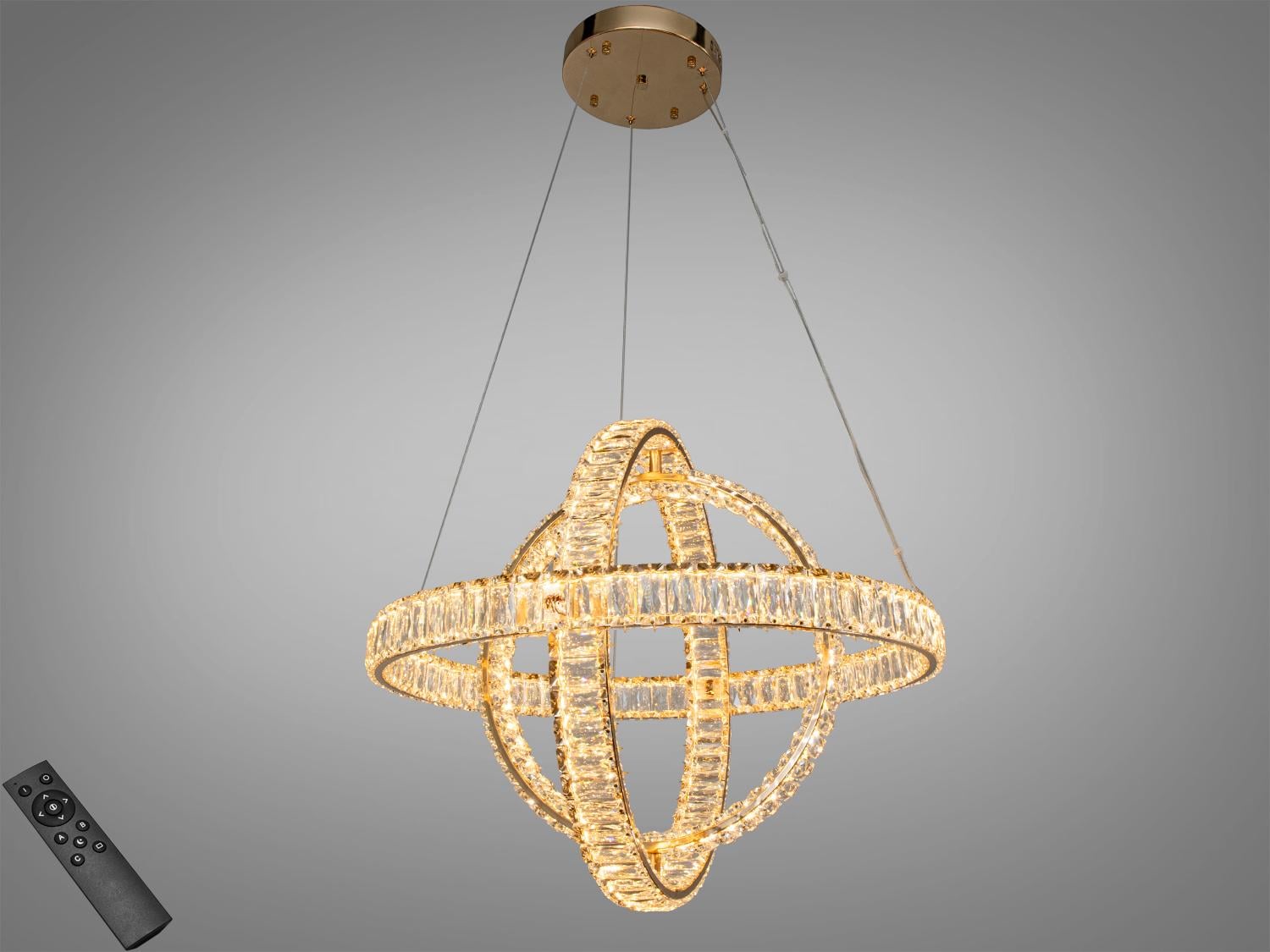 Люстра LED Diasha 3 кольца 125 W/Золотой пульт (D8886/600G)