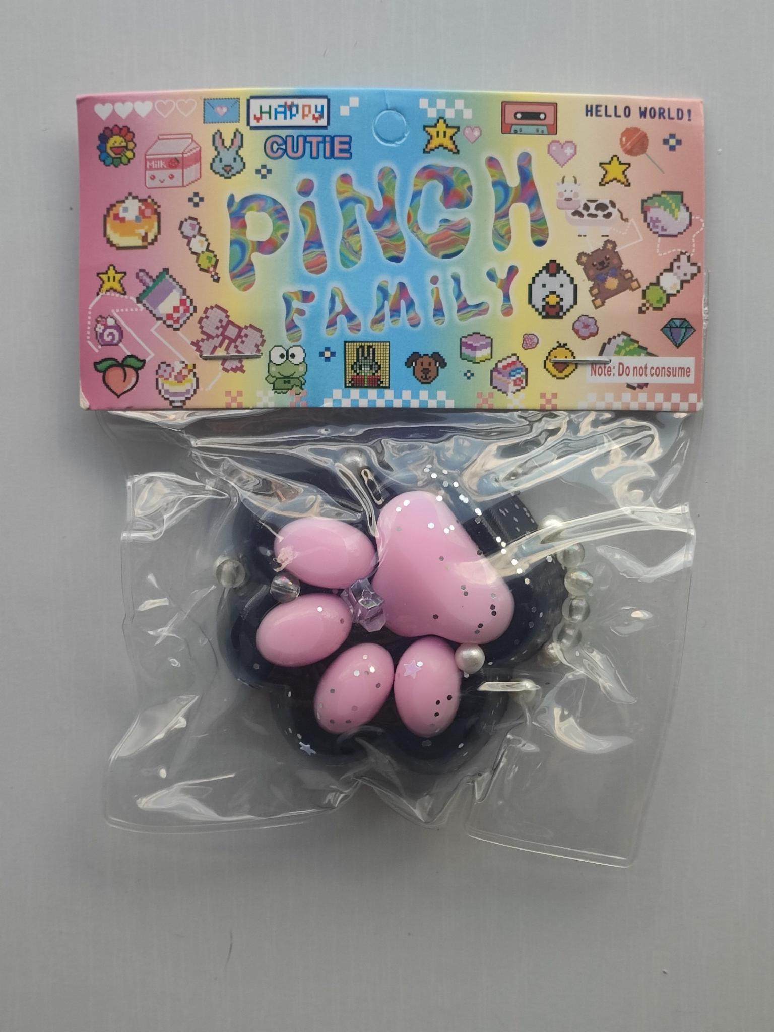 Іграшка антистрес сквіш котяча лапка 7х7 см Чорний/Рожевий (2799P)