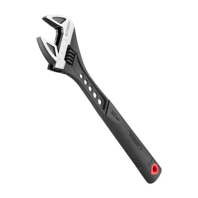 Ключ розвідний Intertool 300 мм кований рукоятка TPR HRC 40 ~ 50 Cr-V STORM (XT-0085)