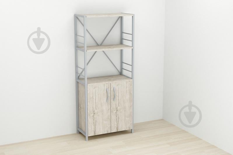 Этажерка 3/60 Ferrum-decor Серии Конект с тумбой  144x60x28 Серый ДСП Шервуд (FD1036)