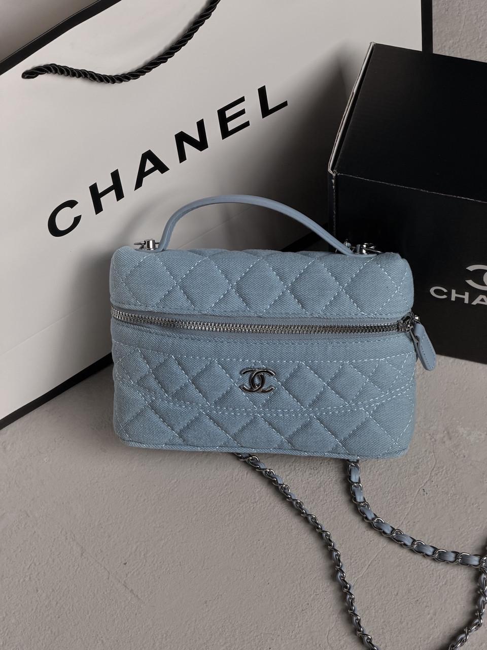Сумочка женская клатч Chanel LP 26 Vanity mini деним Голубой (3132151547)