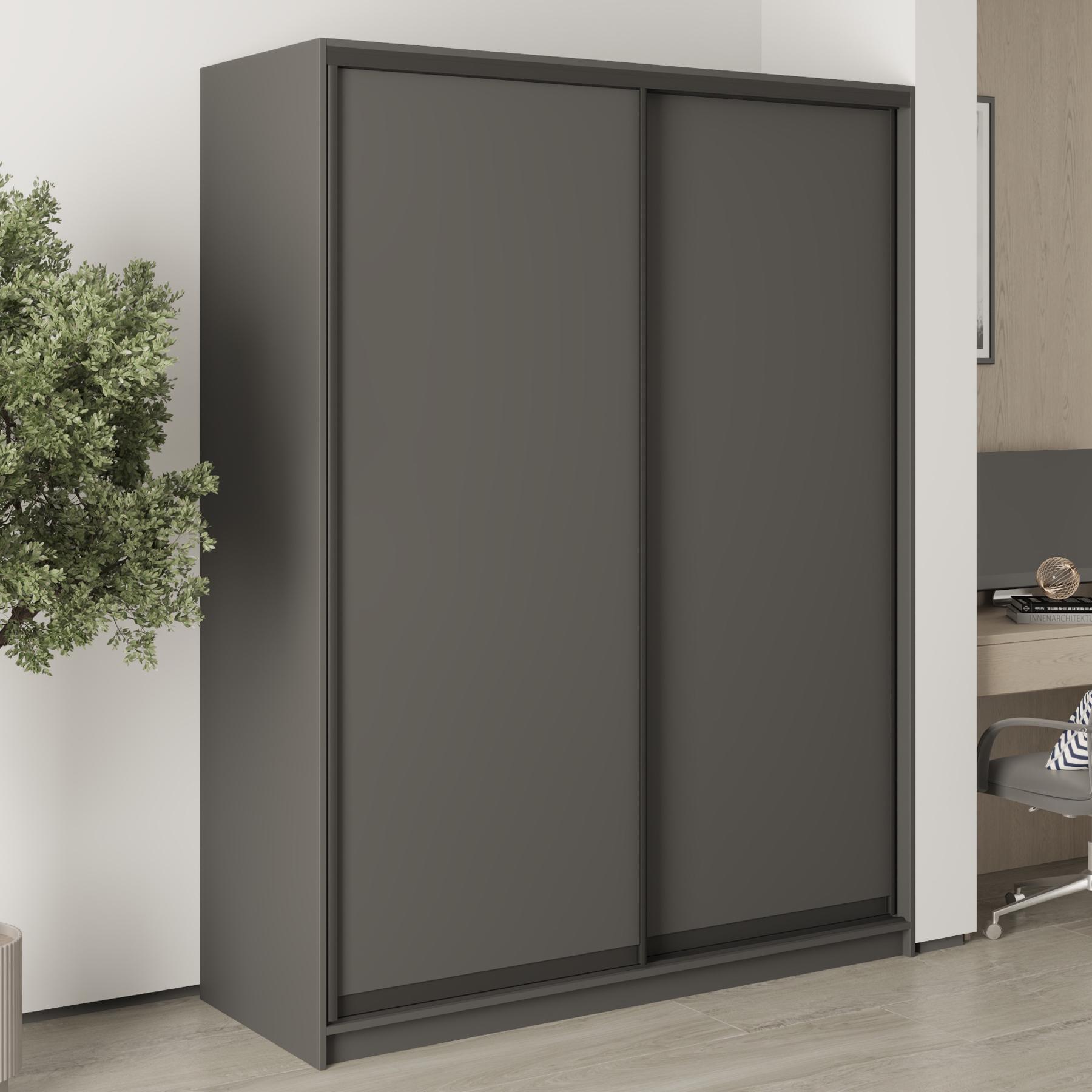 Шкаф-купе двухдверный MebelStar Комбо BG 2 ДСП 160x45x210 см Антрацит (MBS-11465) Шкаф-купе двухдверный MebelStar Комбо BG 2 ДСП 160x45x210 см Антрацит (MBS-11465)