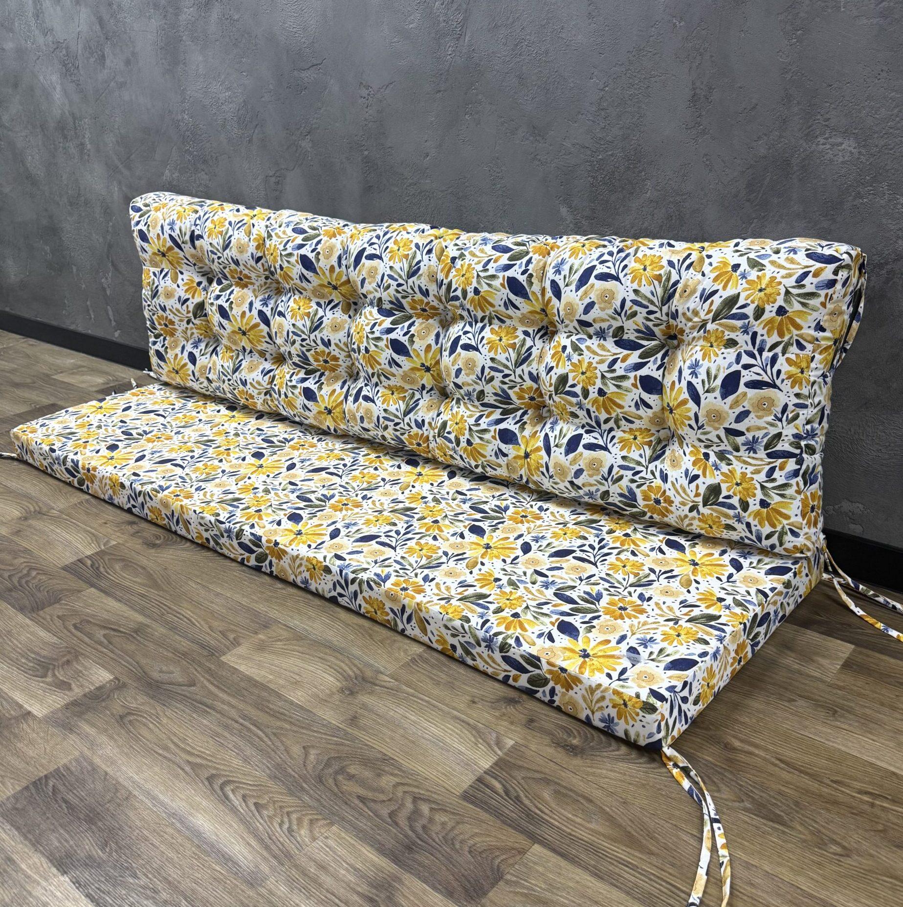 Комплект матрац зі спинкою Comfort Home Herbarium на піддони/гойдалки/каркаси/садові меблі панама 160х60х40х5 см