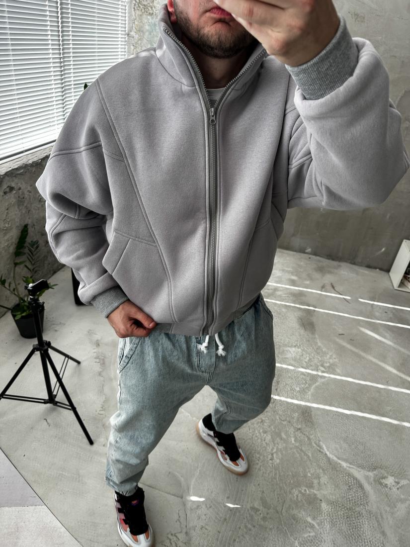 Бомбер чоловічий утеплений 51-026 XS/S Світло-сірий (34143) - фото 3 Бомбер чоловічий утеплений 51-026 XS/S Світло-сірий (34143) - фото 3