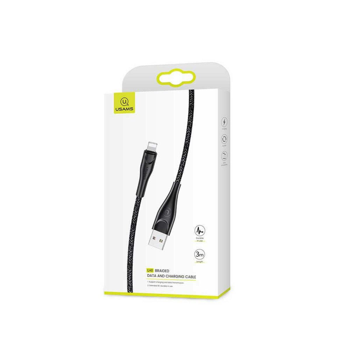 Кабель Usams US-SJ394 U41 Lightning Braided Data and Charging Cable 2 м Black (SJ394USB01) - фото 3