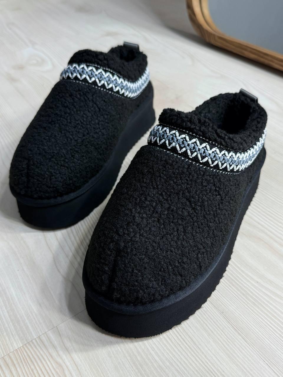 Угги женские Itts 1801-1 тапочки на платформе с мехом тедди р. 41 Черный (6004)