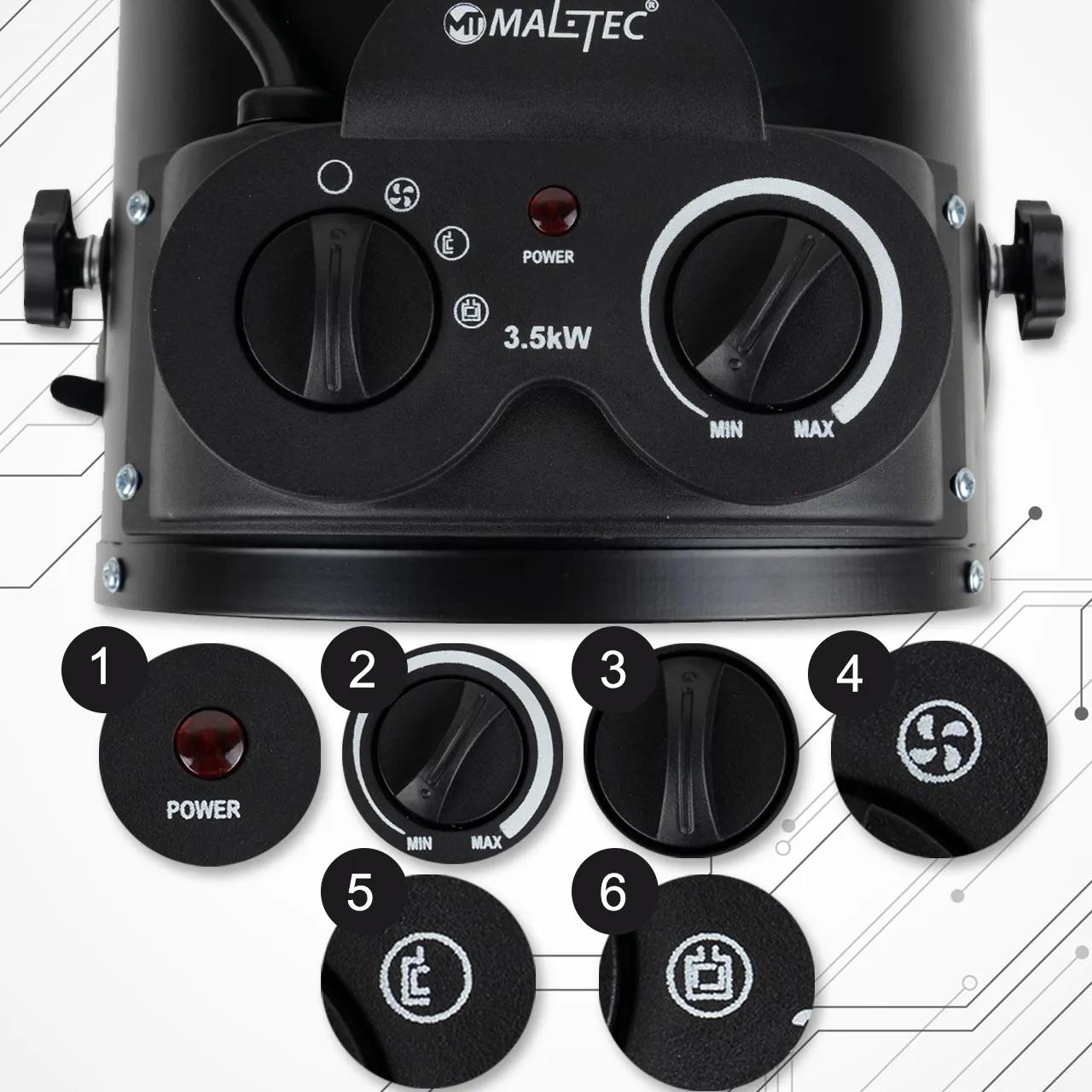 Керамічний обігрівач Maltec термостат/вентилятор 3,5 кВт 220 В до 60 м2 (INFERNO6000) - фото 8