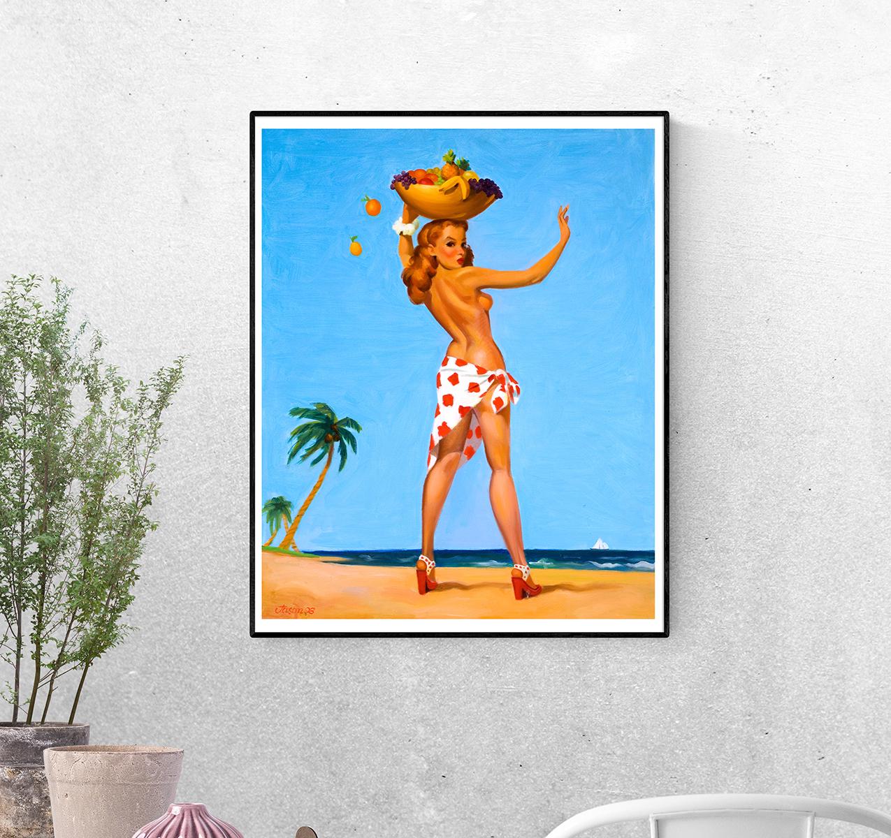 Постер Девушка с фруктами формат А-4 (pin_up010042_Poster)