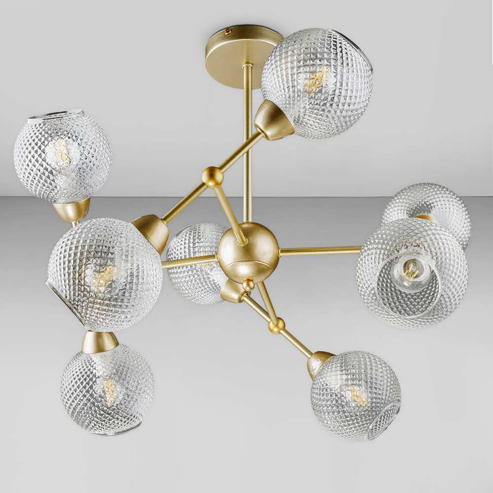 Люстра потолочная молекула Light House DL-18574/8 Золотой/Прозрачный