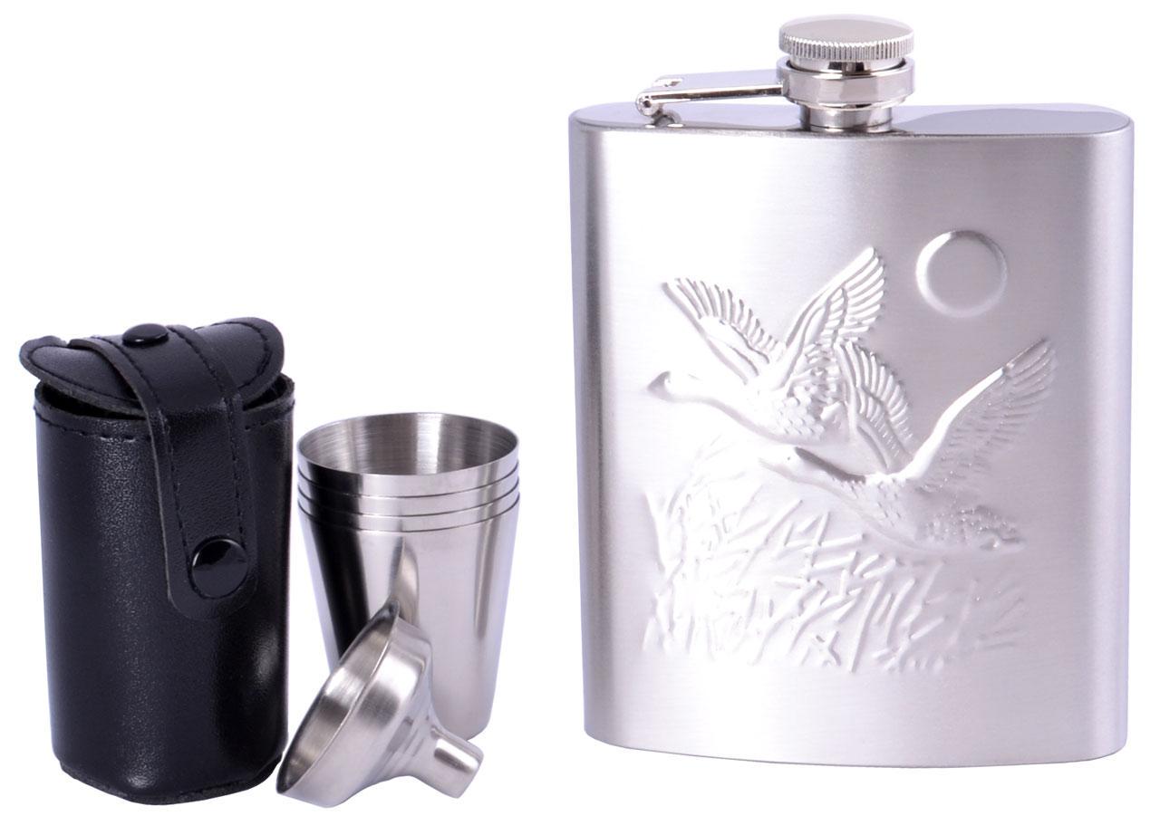 Набор фляга и 4 стопки Орел Silver 210 мл нержавеющая сталь