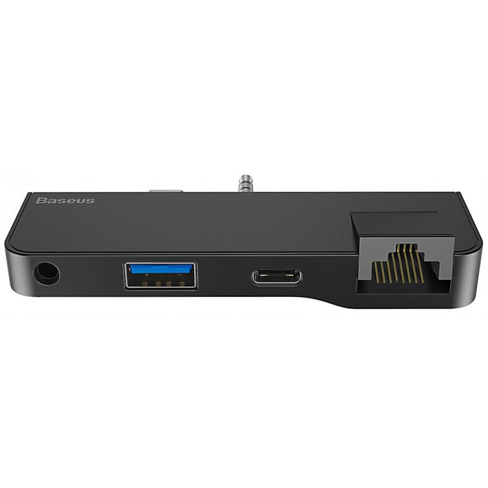 USB-хаб Baseus Cahub-FG01 Type C/AUX - RJ45/USB 3,0/Type Cdata/AUX Чорний - фото 5