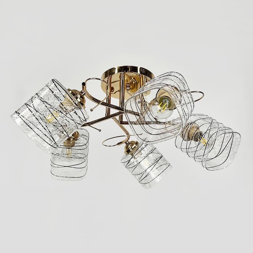 Люстра на 5 плафонов с черно-белыми узорами (9513/5 GD)