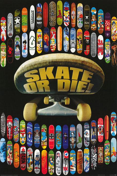 Постер плакат Скейтборды Катайся Или Умри/Skate or Die 61x91,5 см