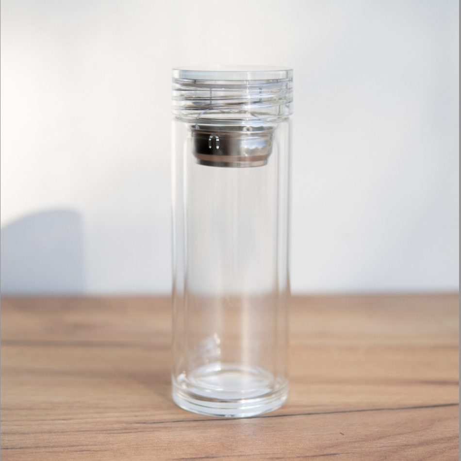 Термос стеклянный с двойной стенкой 320 мл Белый (Q004-2)