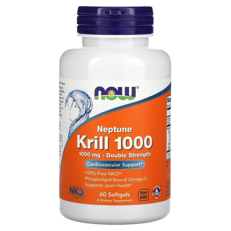 Олія криля NOW Neptune Krill Double Strength 60 м'яких кап. 1000 мг