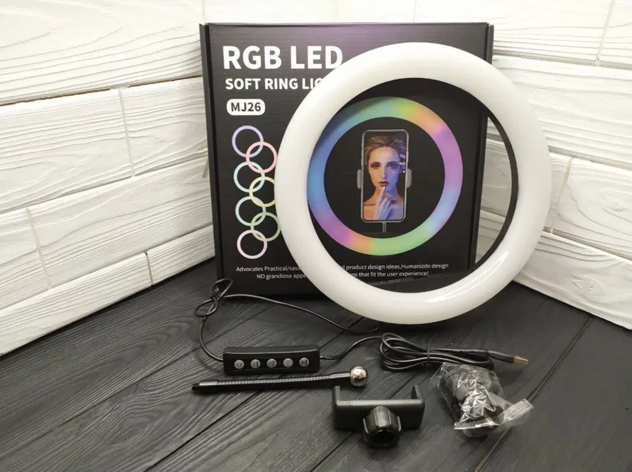 Кільцева лампа світлодіодна кольорова RGB LED MJ26 26 см (2860126376)
