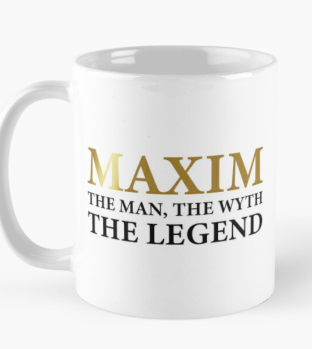 Чашка керамическая с принтом "Maxim the man the with the legend" 330 мл Белый (ИМ15Ч)