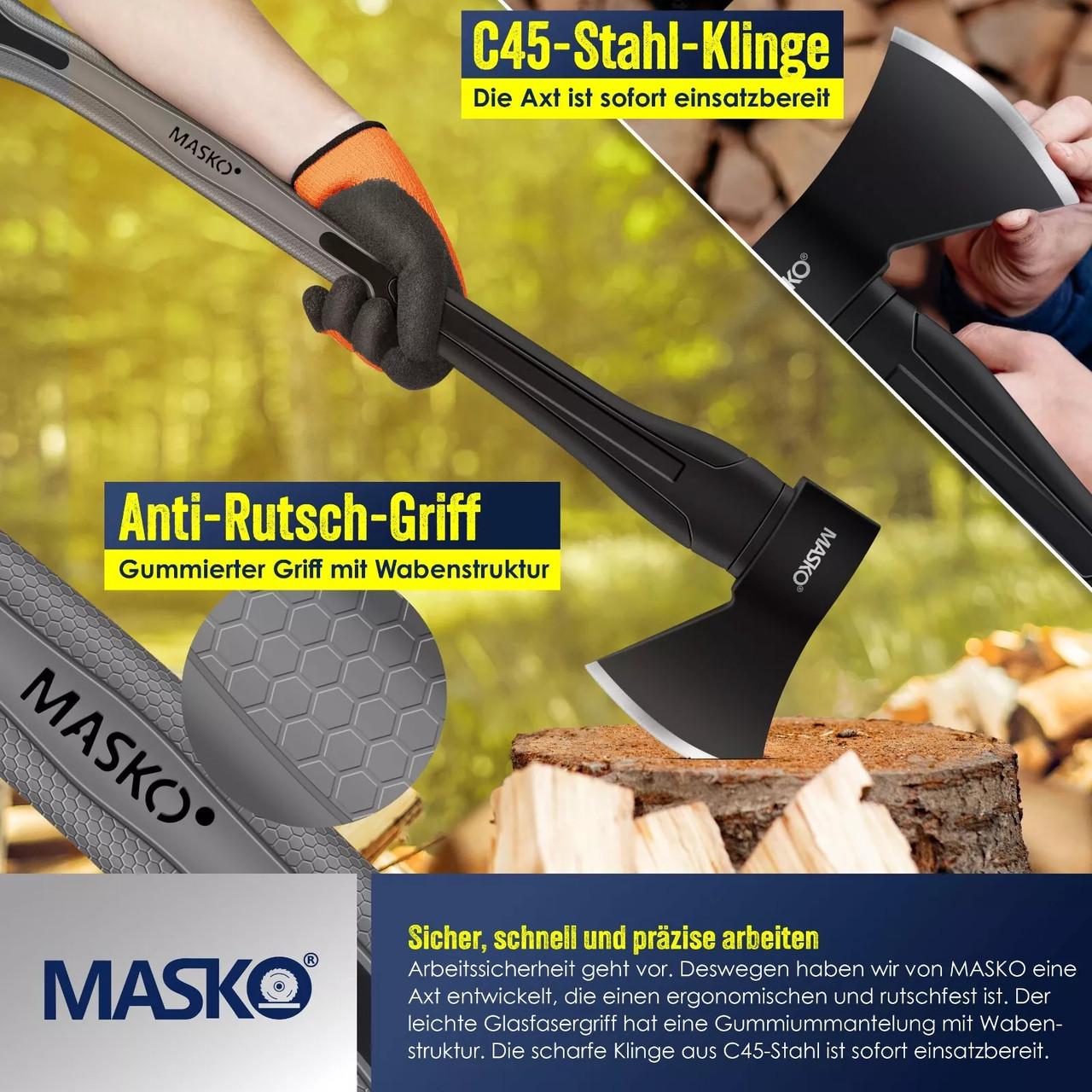 Топор универсальный MASKO с набором перчаток 1000 г Черный/Серый - фото 9 Топор универсальный MASKO с набором перчаток 1000 г Черный/Серый - фото 9