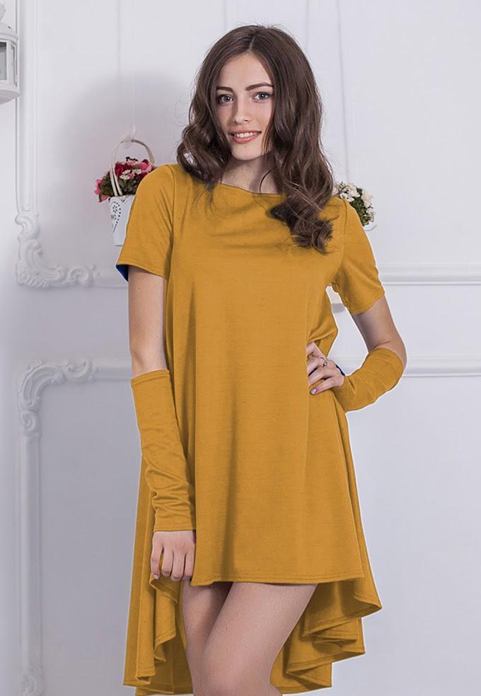 Платье женское с митенками Podium Vivien 17995-MUSTARD L Горчичный